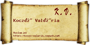 Koczó Valéria névjegykártya